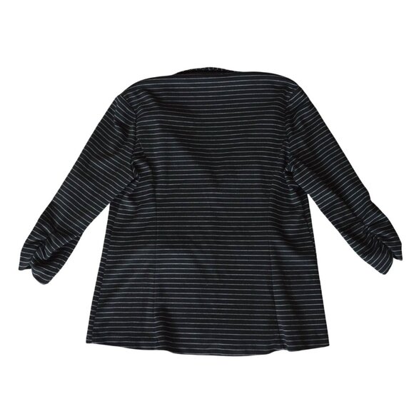 SOHO Black White Pinstriped Blazer Womens L 3/4 Ruched Sleeves NWT Office Siren - Picture 8 of 8